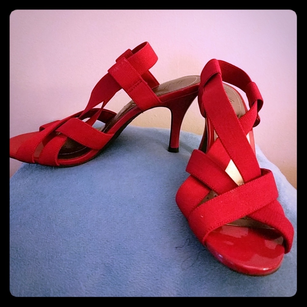 Strappy red sandals
